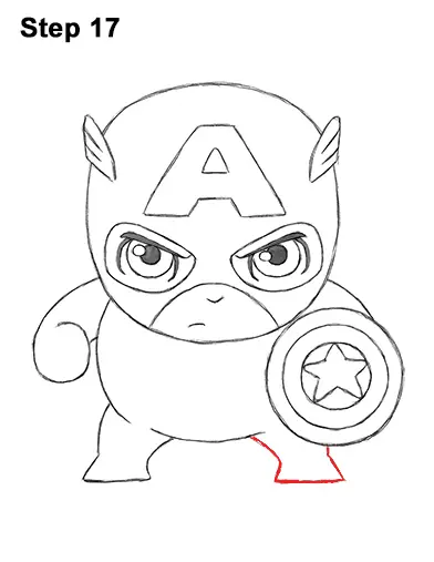 Line Art America : How to draw captain america mini