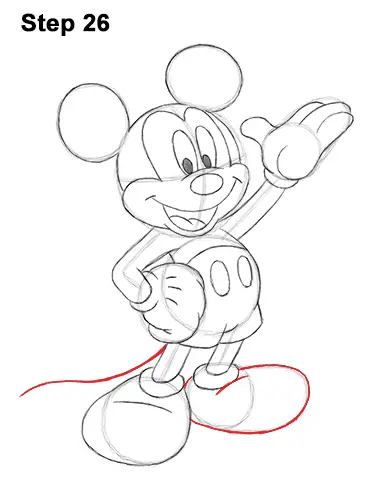 how to draw classic mickey mouse full body disney 26 step