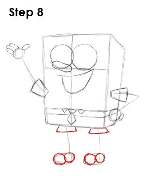 Desenhe SpongeBob SquarePants Passo 8 Desenhe SpongeBob SquarePants Passo 8