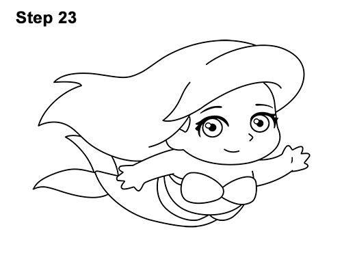 Mini Ariel Drawing 23 Draw Mini Chibi Little Mermaid Ariel 23