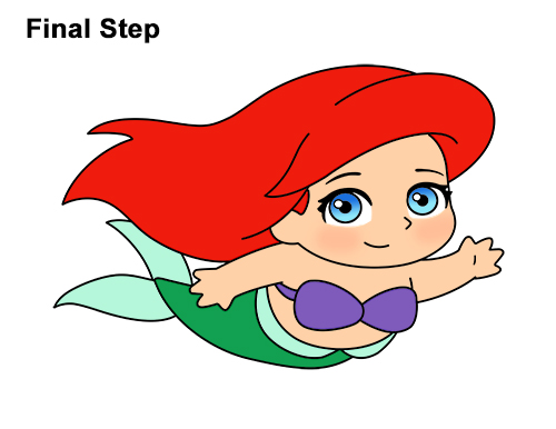 Mini Ariel Drawing Draw Mini Chibi Little Mermaid Ariel