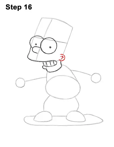 How to Draw Bart Simpson Full Body Skateboard Skater Skating 16
