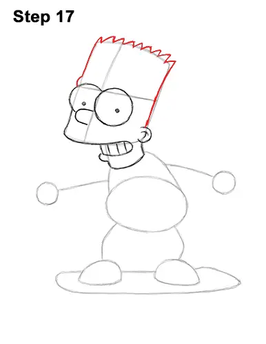 How to Draw Bart Simpson Full Body Skateboard Skater Skating 17