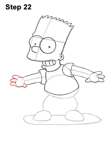 How to Draw Bart Simpson Full Body Skateboard Skater Skating 22