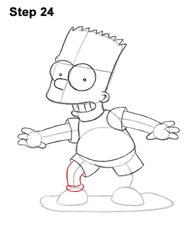 How to Draw Bart Simpson Full Body Skateboard Skater Skating 24