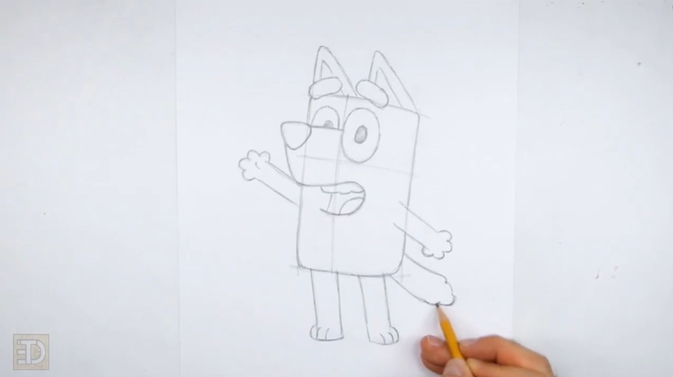 Draw the Rest of the Body and Tail How to Draw Bluey Body and Tail