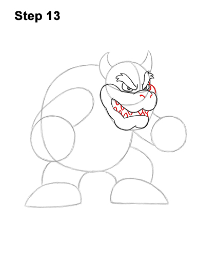 Bowser drawing guide step 13 How to Draw Bowser