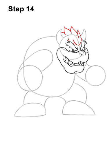 Bowser drawing guide step 14 How to Draw Bowser