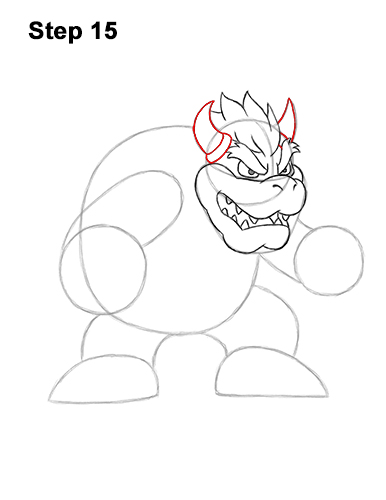 Bowser drawing guide step 15 How to Draw Bowser