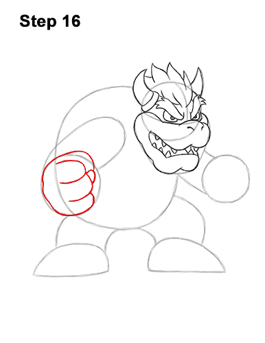 Bowser drawing guide step 16 How to Draw Bowser