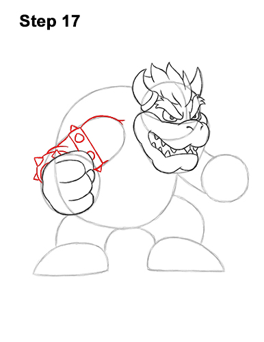 Bowser drawing guide step 17 How to Draw Bowser