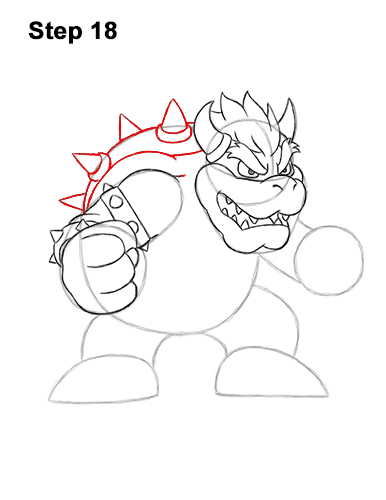 Bowser drawing guide step 18 How to Draw Bowser