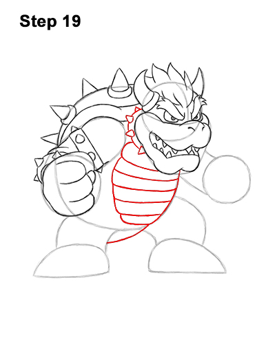 Bowser drawing guide step 19 How to Draw Bowser