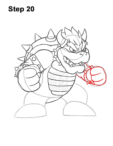 Bowser drawing guide step 20 How to Draw Bowser