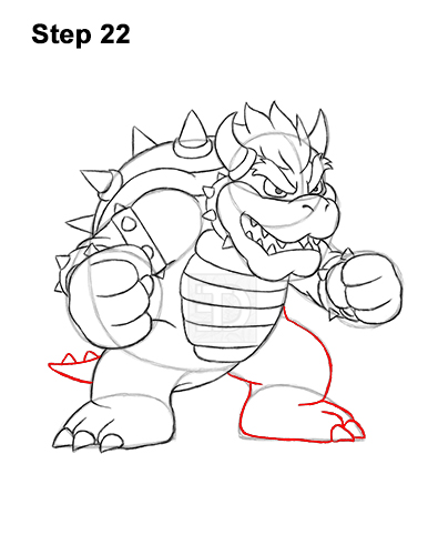 Bowser drawing guide step 22 How to Draw Bowser