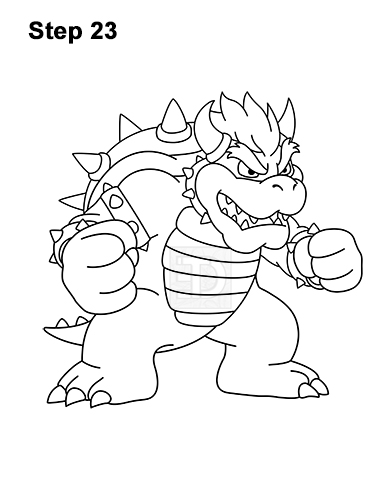 Bowser drawing guide step 23 How to Draw Bowser