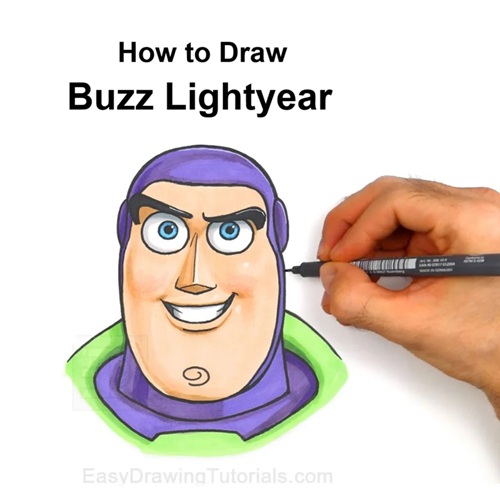 Draw Buzz Lightyear Finished Piece How to Draw Buzz Lightyear Final