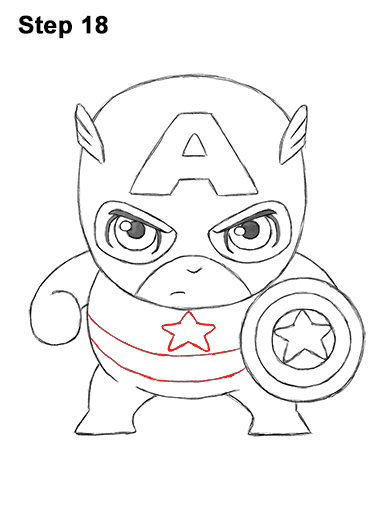 Mini Captain America Drawing 18 Draw Mini Chibi Little Captain America 18
