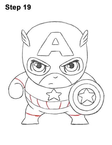 Mini Captain America Drawing 19 Draw Mini Chibi Little Captain America 19