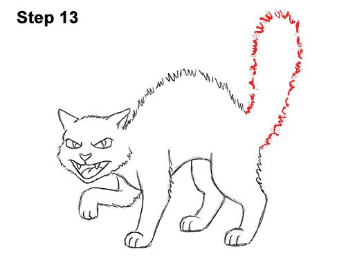 Draw a Angry Cartoon Black Cat 13 How to Draw Angry Mean Halloween Cartoon Black Cat arched back 13