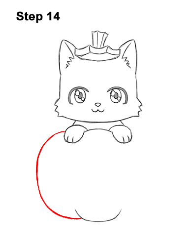 Draw a Cute Black Kitty in a Jack-O'-Lantern 14 How to Draw Cute Cartoon Black Cat Kitten Halloween Chibi Kawaii 14
