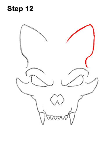 Draw a Creepy Halloween Cat Skull 12 How to Draw Scary Cartoon Cat Skull Halloween 12