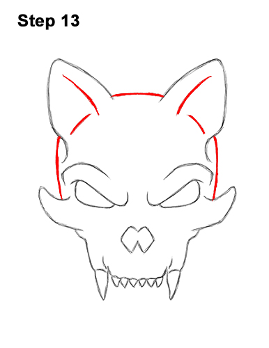 Draw a Creepy Halloween Cat Skull 13 How to Draw Scary Cartoon Cat Skull Halloween 13