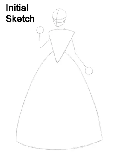 Draw Cinderella Dress Initial Sketch