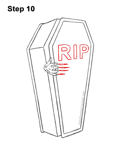 How to Draw a Coffin Zombie Hand Halloween 10