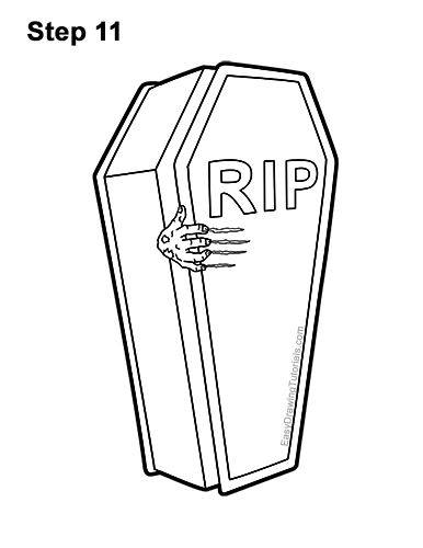 How to Draw a Coffin Zombie Hand Halloween 11