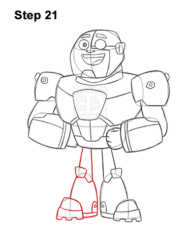 Draw Cyborg Teen Titans Go! 21 How to Draw Cyborg Teen Titans Go! Full Body 21