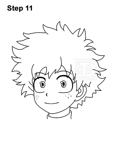 Draw Deku Izuku Midoriya Head 11 How to Draw Deku Izuku Midoriya Head My Hero Academia 11