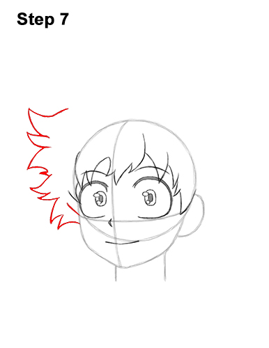 Draw Deku Izuku Midoriya Head 7 How to Draw Deku Izuku Midoriya Head My Hero Academia 7
