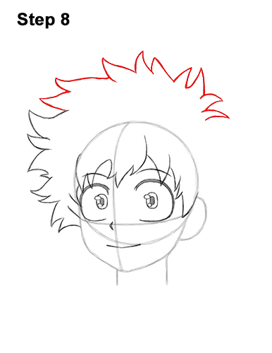 Draw Deku Izuku Midoriya Head 8 How to Draw Deku Izuku Midoriya Head My Hero Academia 8