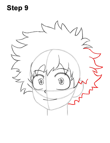 Draw Deku Izuku Midoriya Head 9 How to Draw Deku Izuku Midoriya Head My Hero Academia 9