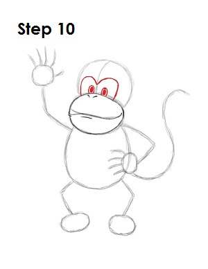 How to Draw Diddy Kong How to Draw Diddy Kong Step 10