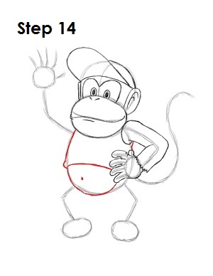 How to Draw Diddy Kong How to Draw Diddy Kong Step 14