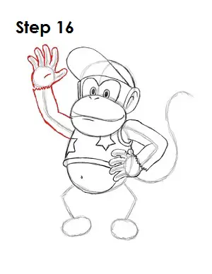 How to Draw Diddy Kong Step 16