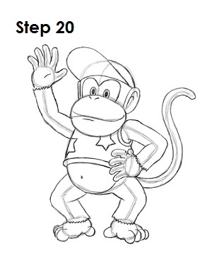 How to Draw Diddy Kong Step 20
