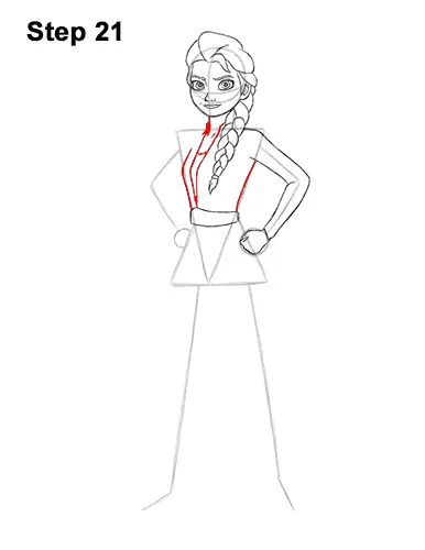 How to Draw Queen Elsa Frozen Two II Dress Outfit Full Body 21