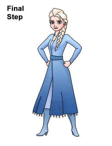 How to Draw Queen Elsa Frozen Two II Dress Outfit Full Body