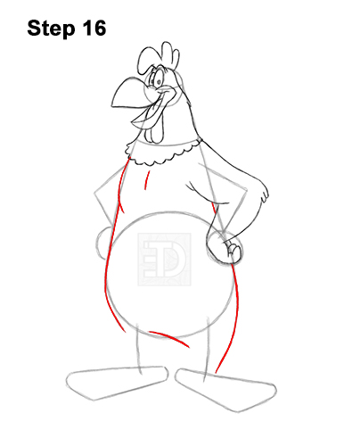 Draw Foghorn Leghorn Looney Tunes Rooster 16 How to Draw Foghorn Leghorn Looney Tunes Merrie Melodies 16