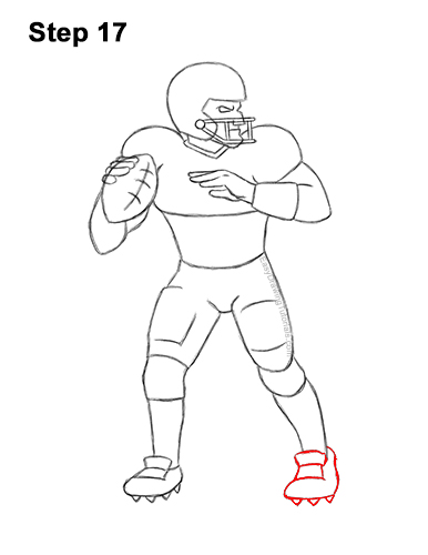 How to Draw a Cartoon Football Player Quarterback 17