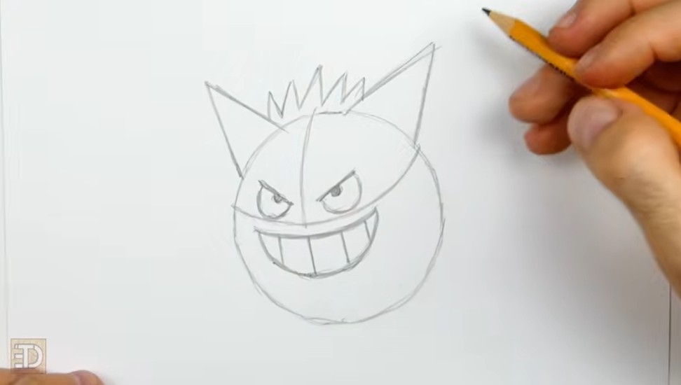 Draw the Facial Details How to Draw Pokemon Gengar Face Details