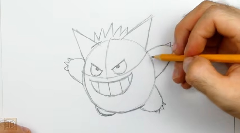 Draw the Rest of the Body How to Draw Pokemon Gengar Body Outline