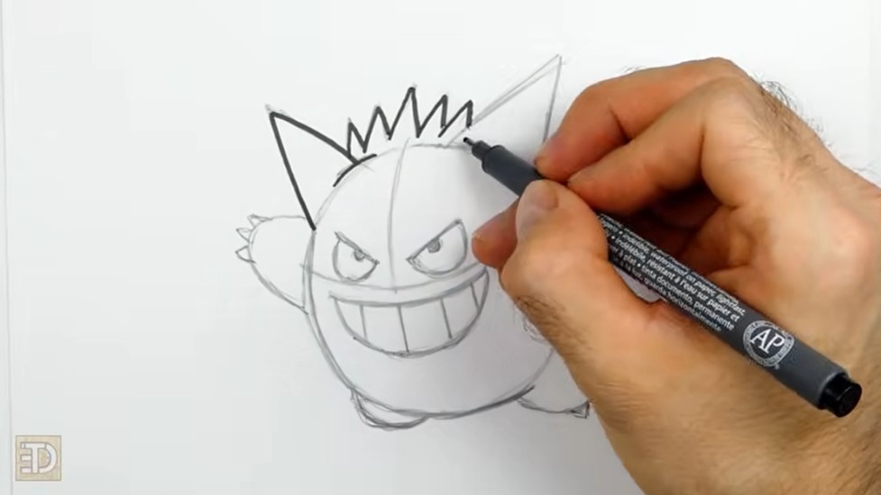 Ink and Erase Guidelines How to Draw Pokemon Gengar Inked Line Art