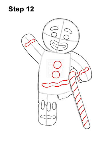 Draw Gingerbread Man Shrek 12 How to Draw Gingerbread Man Shrek Candy Cane 12