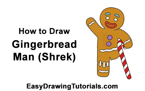 How to Draw Gingerbread Man Shrek Candy Cane