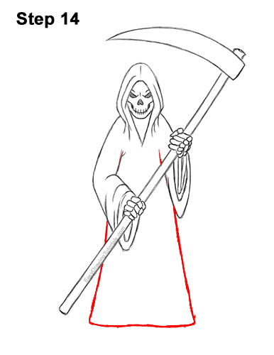 Draw Cartoon Grim Reaper Halloween 14 How to Draw Scary Halloween Grim Reaper Scythe Skeleton 14