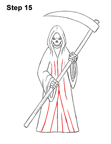 Draw Cartoon Grim Reaper Halloween 15 How to Draw Scary Halloween Grim Reaper Scythe Skeleton 15